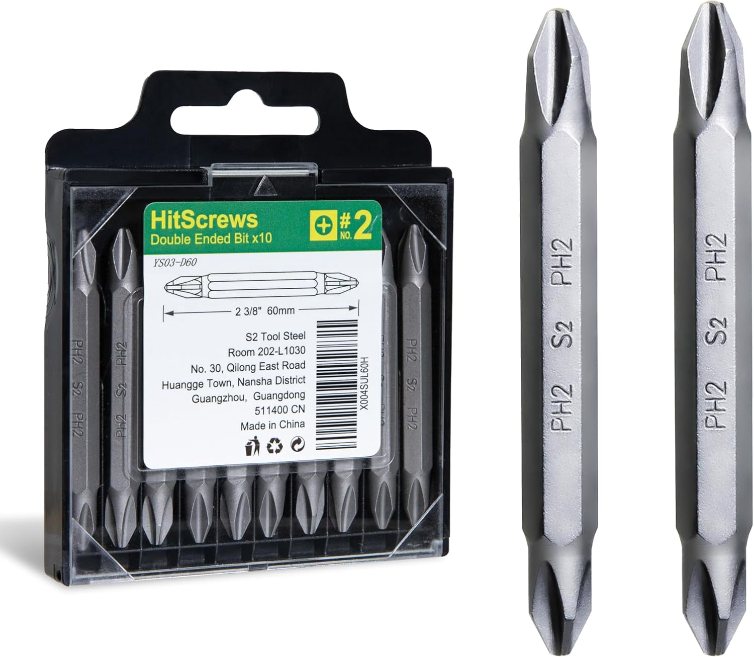 MKEUDQ-10-Pack Double End Screwdriver Bits, Magnetic Phillips Bits #2 For Impact Driver, 1/4" Hex-Shank S2 Steel CNC Machined Tips