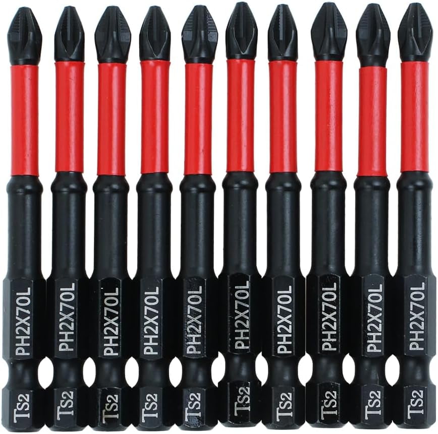 MKEUDQ-10 Pack Phillips PH2 Magnetic Anti Slip Screwdriver Bit Set 2-3/4" L TS2 Anti-Slip Long Drill Bits Impact Driver Bits