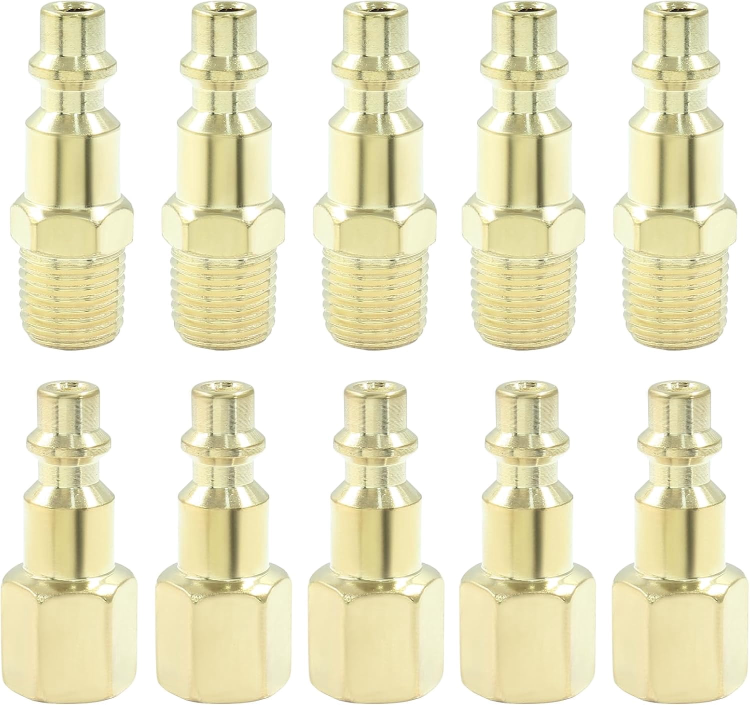 MKEUDQ-10 Pcs 1/4-Inch NPT Male & Female Air Hose Quick Connect Adapter - Air Compressor Fittings - Industrial Type D