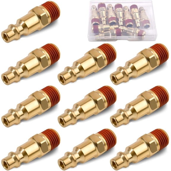 MKEUDQ-10 Pcs 1/4-Inch Npt Male Industrial Air Hose Quick Connect Adapter Air Coupler And Plug Kit Boat Drain Plug Kit Air Compressor Fittings 1/4 Air Hose Fittings For Comressor, Auto Shop