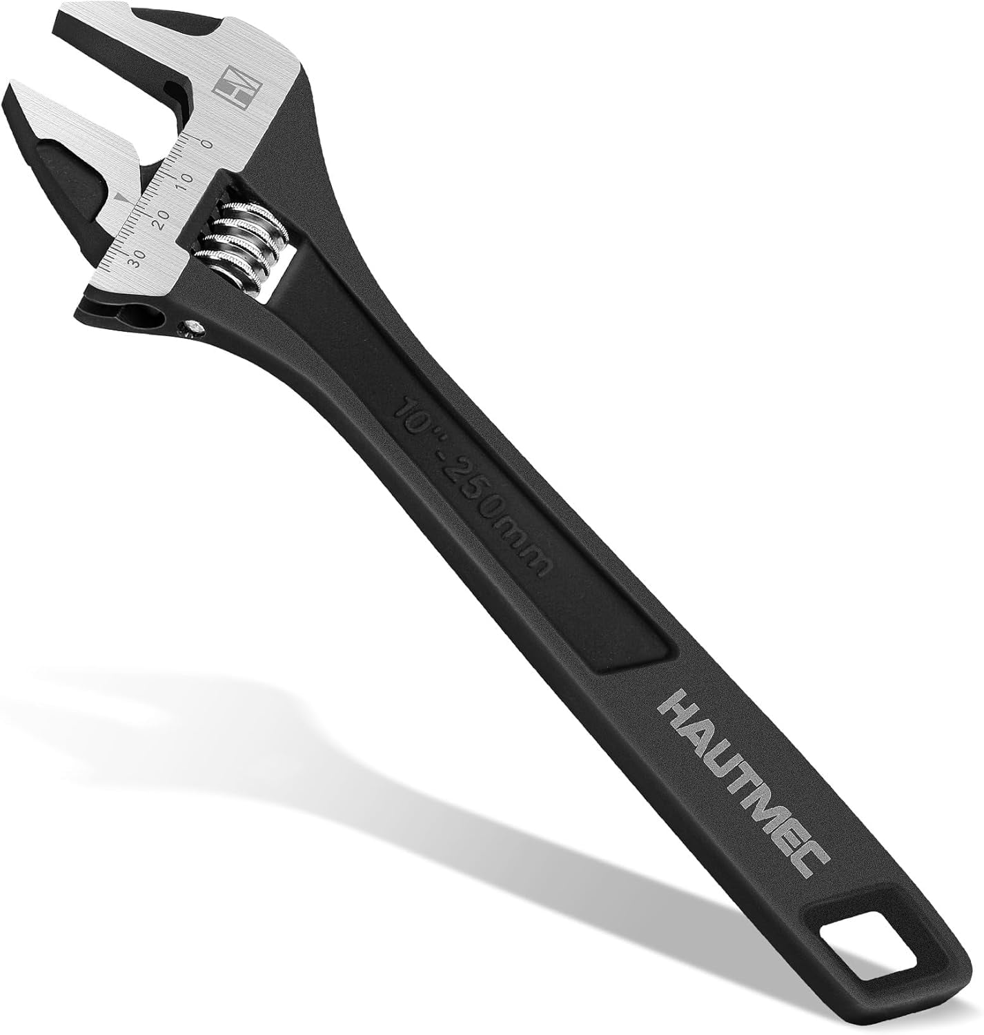 MKEUDQ-10 inch Adjustable Wrench Extra Wide Jaw Black Finish Adjustable Wrenches Drop-Forged CR-V Steel Metric & SAE Scales for Home Garage Workshop DIY
