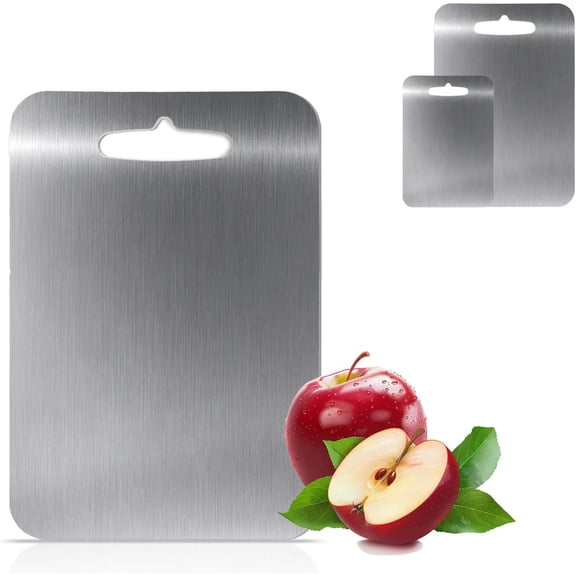 MKEUDQ-100% Pure Titanium Cutting Board for Kitchen, Cutting Edge Hygiene & Durability, Double Sided Mat for Meat, Fruit & Vegetable(Medium)