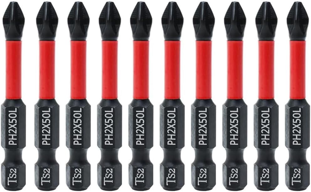 MKEUDQ-10PCS 2 Inch Magnetic Phillips Screwdriver Bit Set 1/4 Inch Hex Shank Impact Driver Bit Ph2 Anti Slip Screwdriver Bit TS2 Steel
