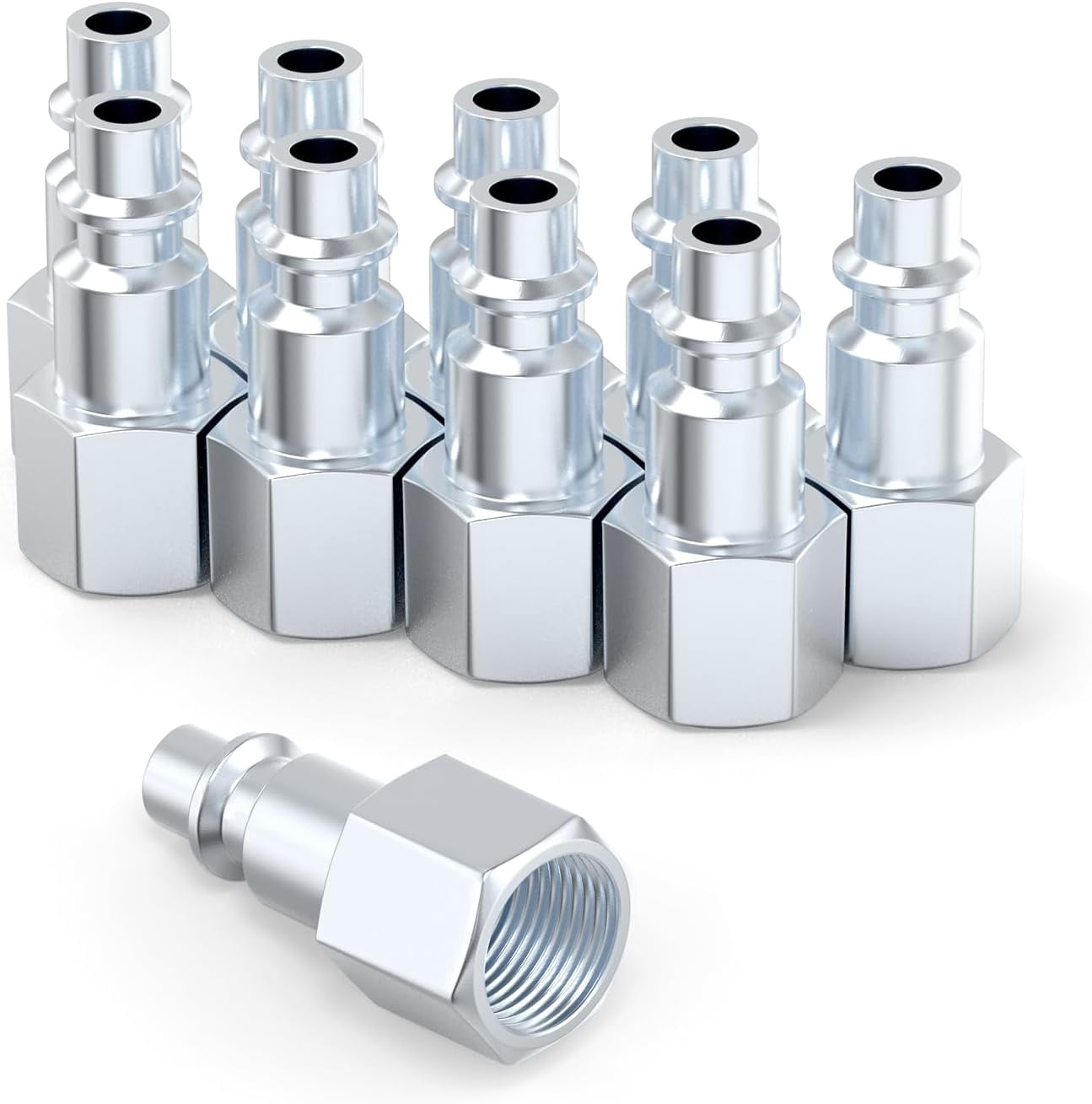 MKEUDQ-10PCS Industrial Air Plug 1/4" NPT Female Plug, Pneumatic Plugs 300PSI, Industrial Type Quick Connect Plugs, Air Compressor Hose Fitting