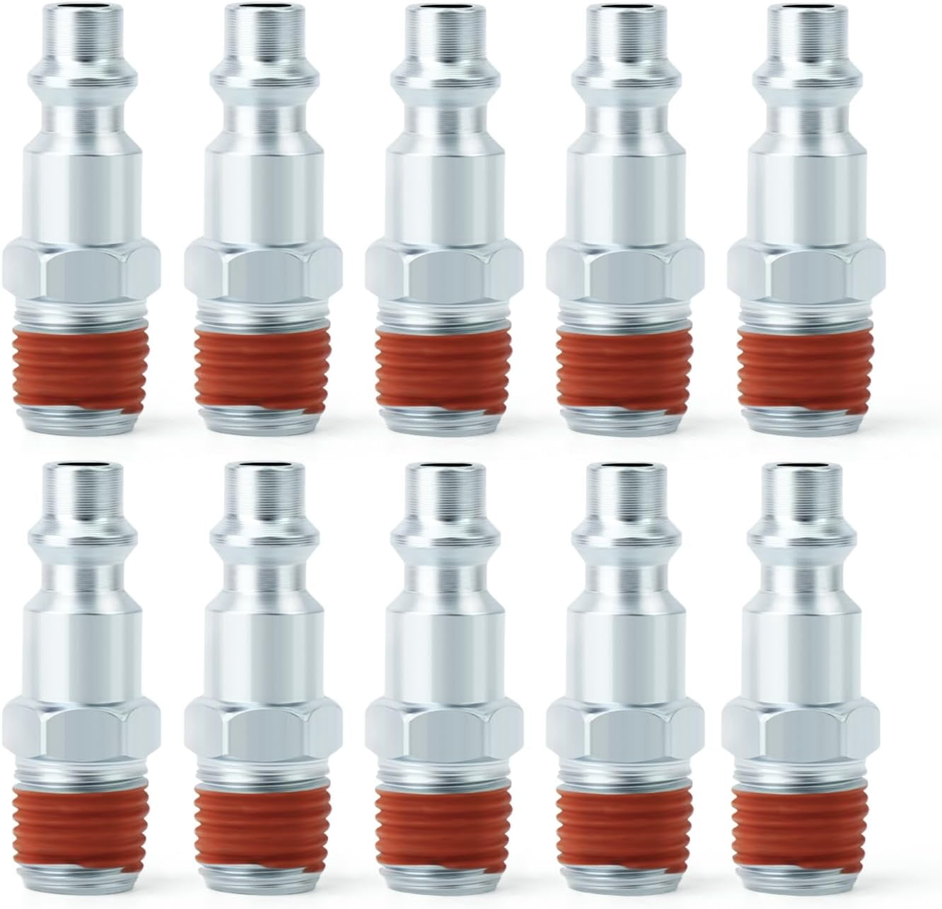 MKEUDQ-10PCS Industrial Air Plug 1/4" NPT Male Plug, Pneumatic Plugs 300PSI, Industrial Type Quick Connect Plugs, Air Compressor Hose Fitting