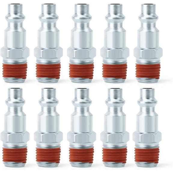 MKEUDQ-10PCS Industrial Air Plug 1/4" NPT Male Plug, Pneumatic Plugs 300PSI, Industrial Type Quick Connect Plugs, Air Compressor Hose Fitting