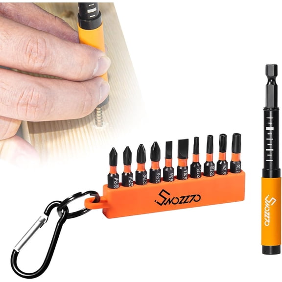 MKEUDQ-10PCS S2 Steel Magnetic Impact Bit Set,1/4" Hex Shank Magnetic Drive Guide(Length:3.15"),Screwdriver Bit Set with 10-Hole Bit Holder and Storage Box