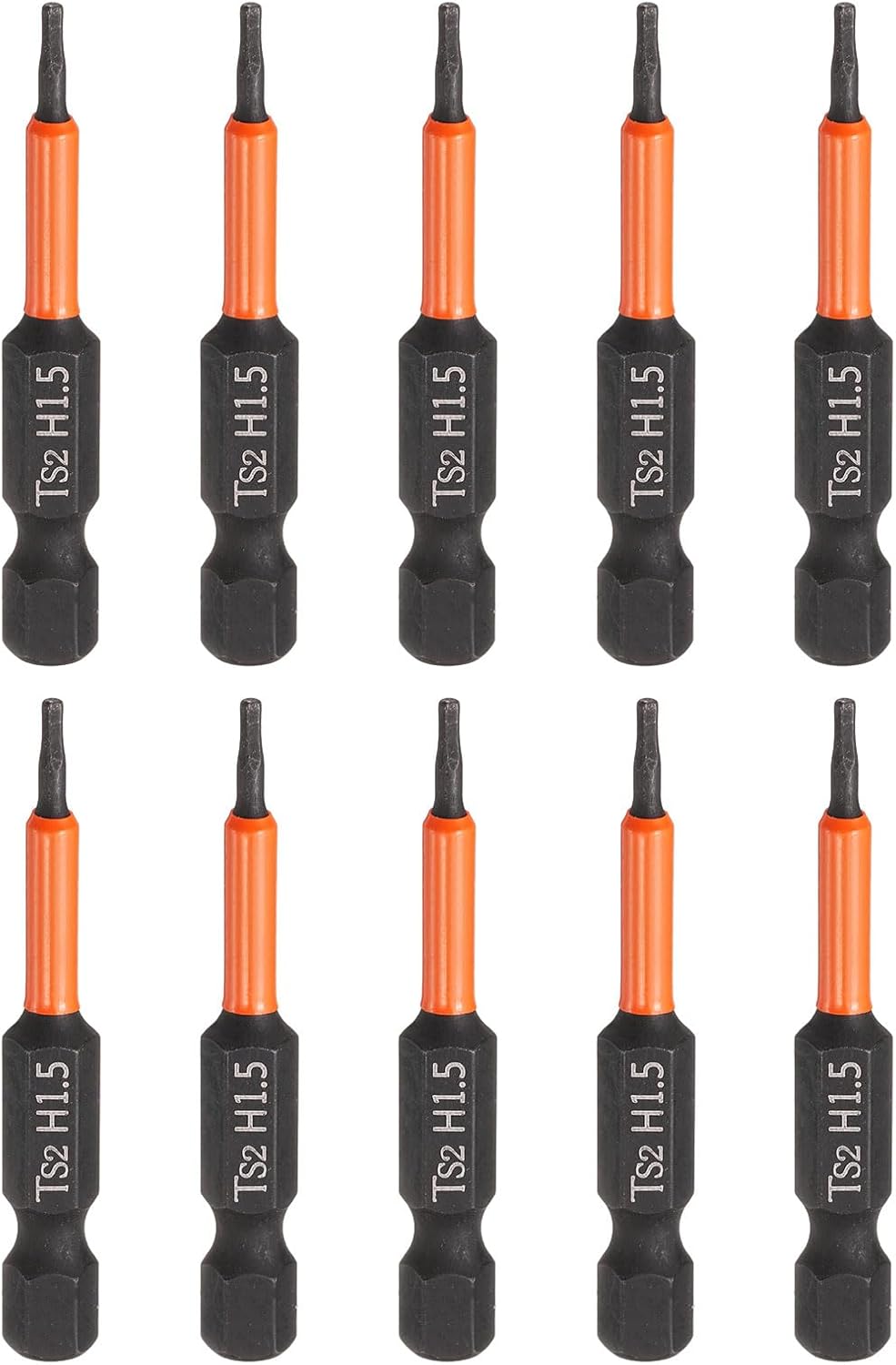 MKEUDQ-10pcs Hex Head Wrench Drill Bit 1.5mm(H1.5) Metric 1/4" Hex Shank 2"(50mm) Length S2 Steel Magnetic Impact Drivers Screwdriver Bit Hexagon Electric Drill Bits
