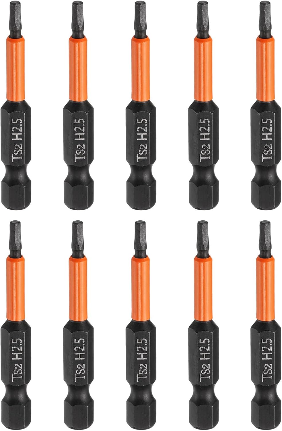 MKEUDQ-10pcs Hex Head Wrench Drill Bit 2.5mm(H2.5) Metric 1/4" Hex Shank 2"(50mm) Length S2 Steel Magnetic Impact Drivers Screwdriver Bit Hexagon Electric Drill Bits