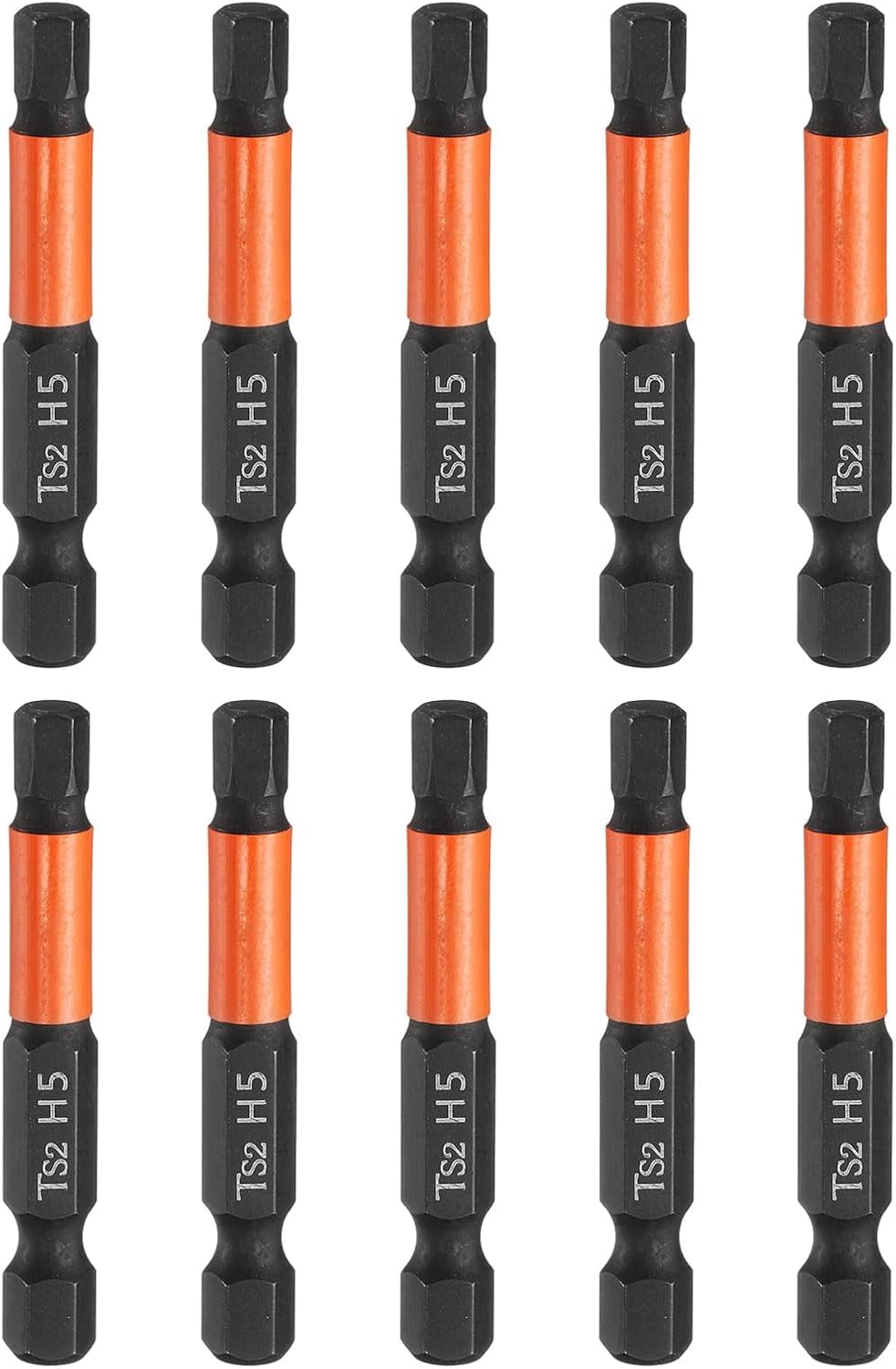 MKEUDQ-10pcs Hex Head Wrench Drill Bit 5mm(H5) Metric 1/4" Hex Shank 2"(50mm) Length S2 Steel Magnetic Impact Drivers Screwdriver Bit Hexagon Electric Drill Bits
