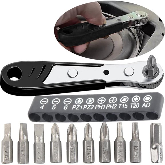 MKEUDQ-11 in 1 Right Angle Ratcheting Screwdriver Magnetic Low Profile 36 Tooth