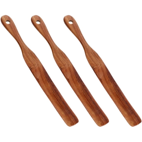 MKEUDQ-11Inch Wooden Spurtle Spatula for Baking, Sourdough Mixer and Jar Scraping - Food Grade Narrow Mouth Stirring Stick, Dough Whisk, Bowl Scraper Utensil