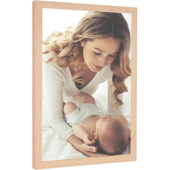 MKEUDQ-11x14 Frame Natural Woodgrain,Rustic 14x11 Picture Frame Beige, Art Pic Hanging Poster Frame, 11 by 14 Wall Hanging/Tabletop, Horizontal/Vertical Display Gallery Family Wedding Memorial Pic Fr