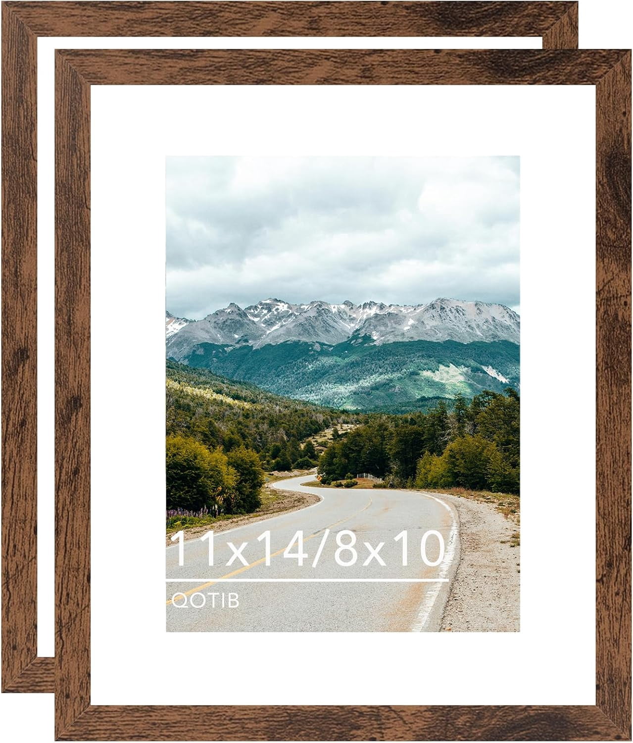 MKEUDQ-11x14 Picture Frame with 8x10 Mat Deep Brown, Display 8x10 with ...