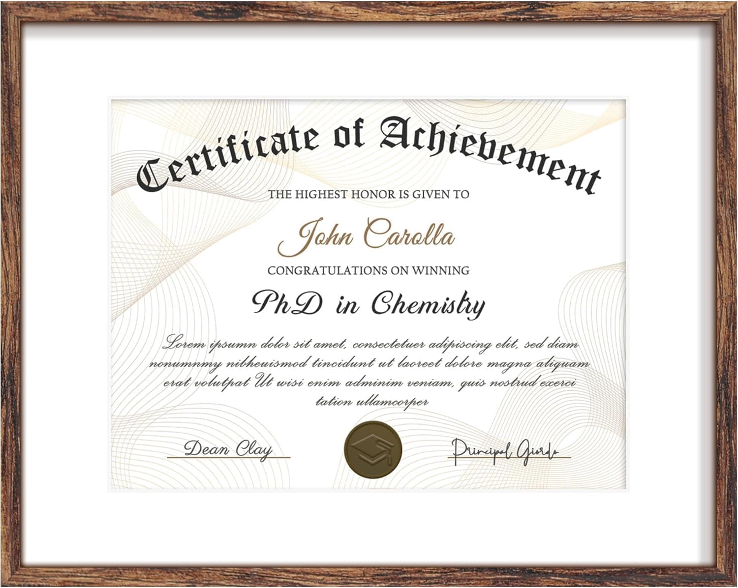 MKEUDQ-11x14 Picture Frame with Clear Plexiglass, Certificate Degree ...