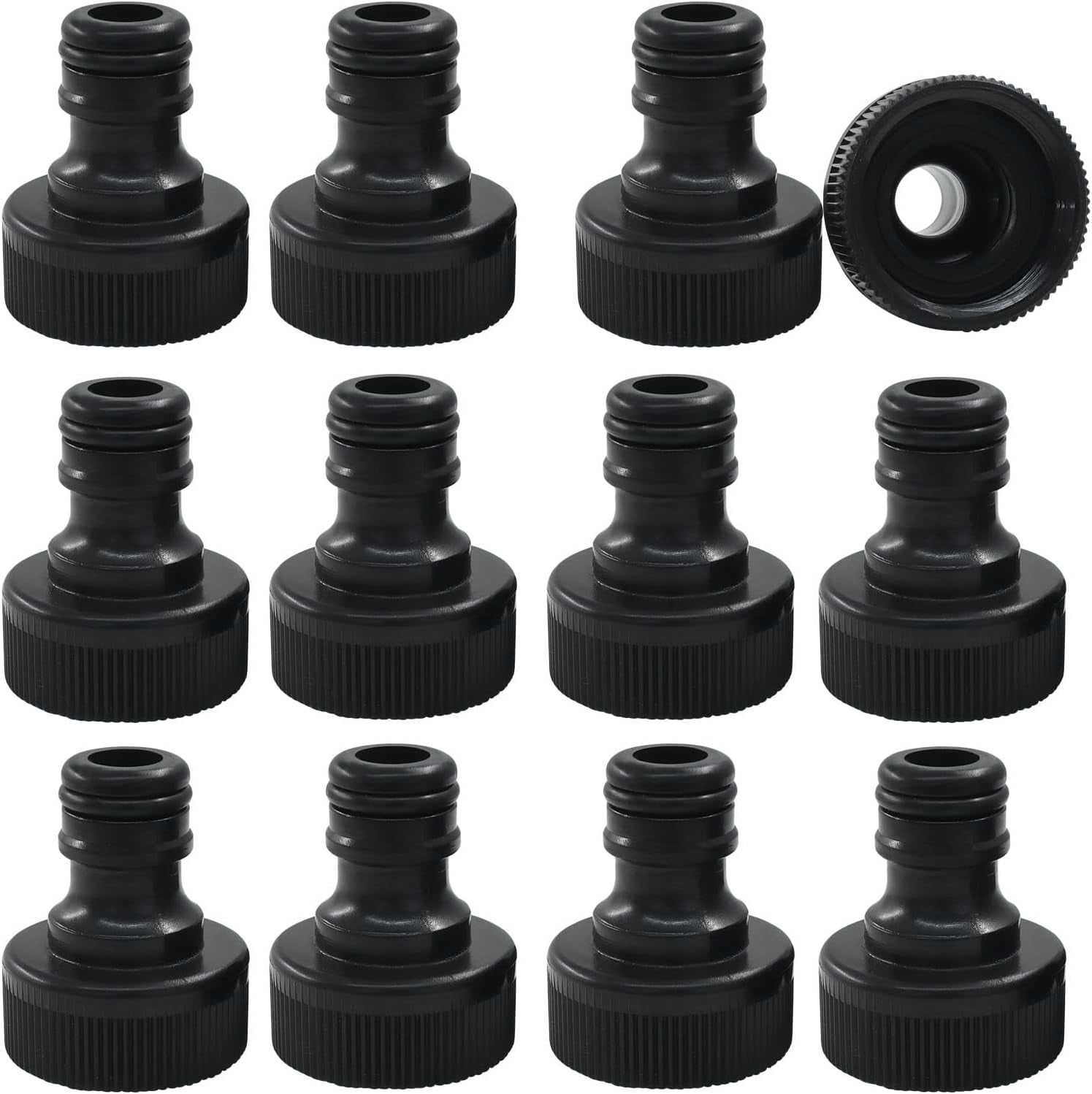 MKEUDQ-12 Pack Black Plastic Garden Hose Quick Connect Fittings - 3/4-Inch Female Adapter, Perfect for Watering Systems, Sprinklers and Drip Irrigation