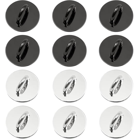 MKEUDQ-12 Pcs Round Phone Charm Hook, Cell Phone Finger Ring, Phone Charm Holder, Adhesive Metal Finger Grip Loop Stand (Silver, Gun Black)