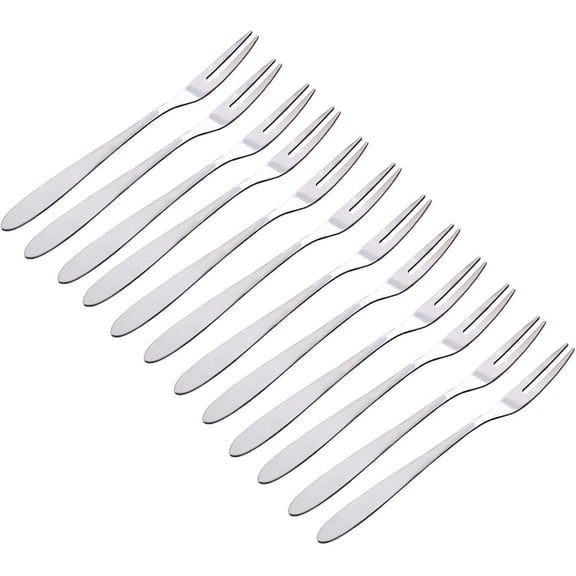 MKEUDQ-12PCS Small Stainless Steel Forks for Fruit Cocktail Appetizer Dessert, Mini Escargot Oyster and Shellfish Forks