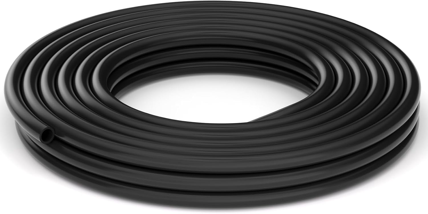 MKEUDQ-12mm x 8mm Black Pneumatic Tubing Pipe, PU Polyurethane Air Tube, Air Hose Line for Air Compressor Fitting or Fluid Transfer(16.4ft 5 Meter)