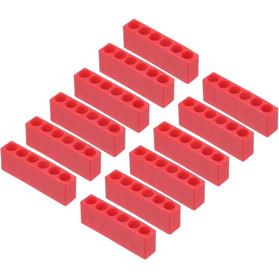MKEUDQ-12pcs Plastic Hex Shank Screwdriver Bit Holder Organizer 6 Holes 1/4 Inch Plastic Drill Bits Storage Case for Any 1/4" Hex Shank Metal Driver Bits Use, Red