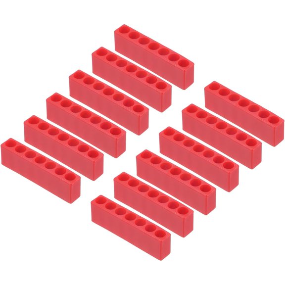 MKEUDQ-12pcs Plastic Hex Shank Screwdriver Bit Holder Organizer 7 Holes 1/4 Inch Plastic Drill Bits Storage Case for Any 1/4" Hex Shank Metal Driver Bits Use, Red