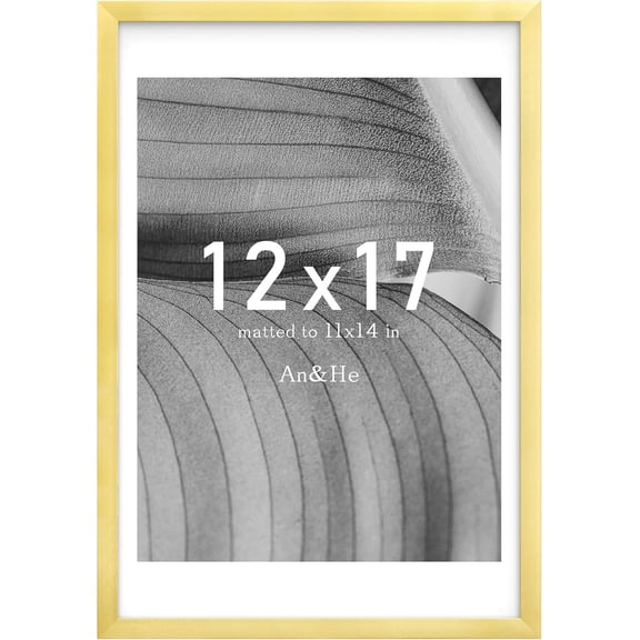 MKEUDQ-12x17 Picture Frame, Gold Photo Frame for Tabletop and Wall Display, Minimalist Design, Set of 1