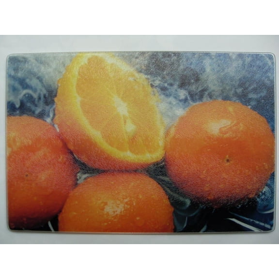 MKEUDQ-12x8 Tempered Glass Cheese Cutting Board Kitchen Counter Art Bar Prep Autumn Color Orange