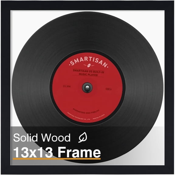 MKEUDQ-13x13 Picture Frame, Black Square Solid Wood Frames for Pictures 13x13 without Mat and 12.5x12.5 Music Record Album, Wall Display Photo Frames Black 1 Pack