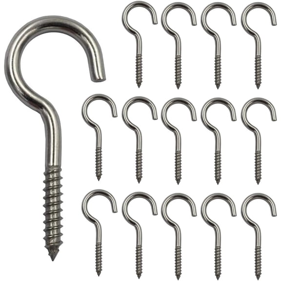 MKEUDQ-15pcs 0.118-0.157 Inch 304 Stainless Steel Screw-in Hooks Eye Bolt Ceiling Hook Tapping Screw Hanger (Open Loop M3x40)