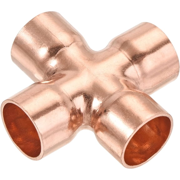 MKEUDQ-16mm x 1mm 4 Ways Copper End Feed Equal Cross Pipe Fitting for HVAC