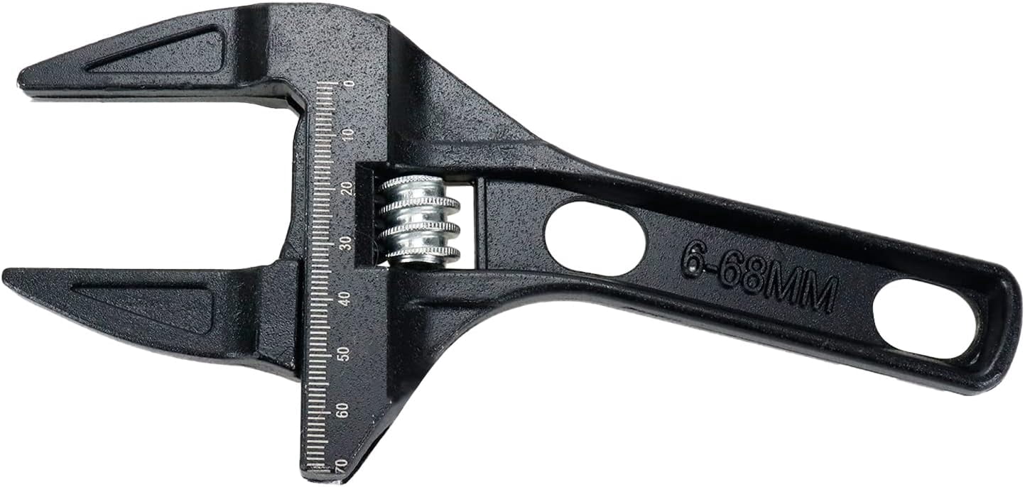 MKEUDQ-1Pc Adjustable Wrench 6-68mm Plumbing Wrench Spanner Wrench for Bathroom Kitchen Black