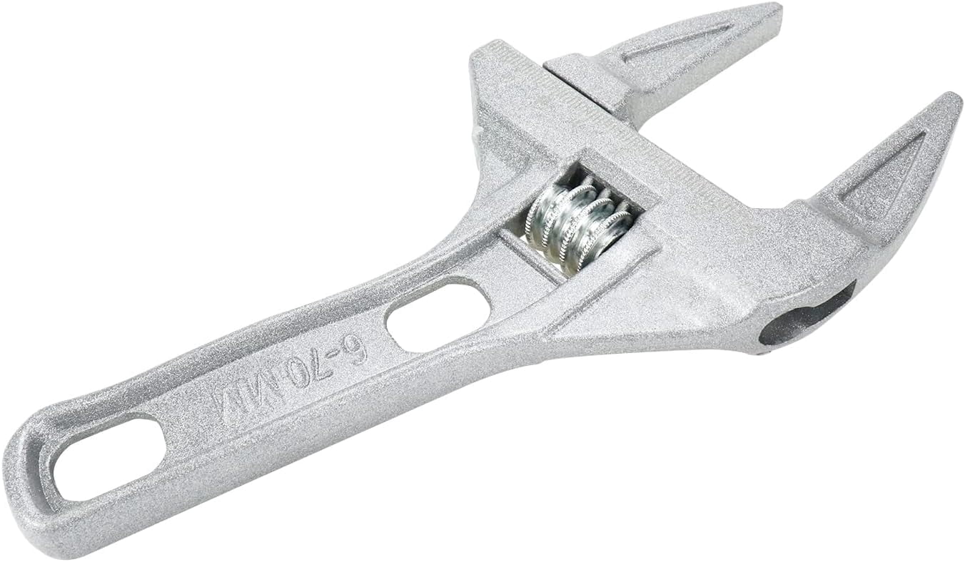 MKEUDQ-1Pc Adjustable Wrench 6-68mm Plumbing Wrench Spanner Wrench for Bathroom Kitchen Silver