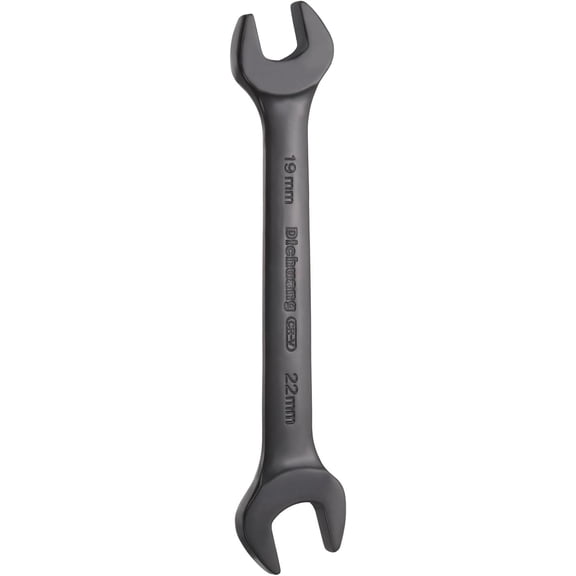 MKEUDQ-1pcs Thick Double Open End Wrench 19mm x 22mm Metric Dual Open Ended Spanner Flat Head Wrench for Automotive Repair Furniture Assembly, Black