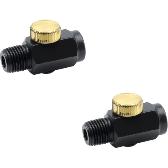 MKEUDQ-2 PCS Air Flow Regulator Brass In-Line Adjustable 1/4" NPT Male & Female Air Flow Regulator Control Tool Valve (Black)