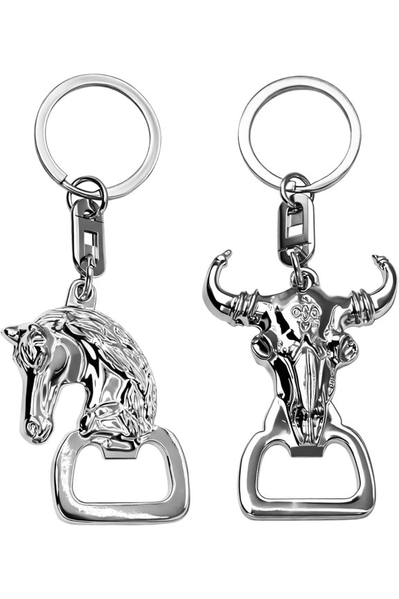 -2 PCS Western Keychain Bottle Opener Cowboy Bottle Opener Keychain Tool Vintage Key Ring for Western Accessories