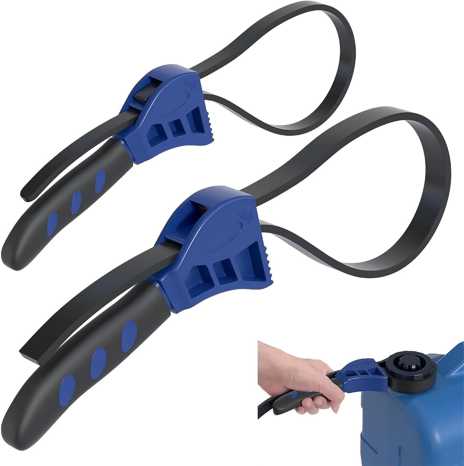 MKEUDQ-2-Pack Adjustable Rubber Strap Wrench Set \u2013 25.20" & 20.48" Heavy-Duty Strap Wrench for Oil Filter, Jar Opener, Water Filter, Plumbing, Sink, Faucet \u2013 Non-Slip Multipurpose Wrench To