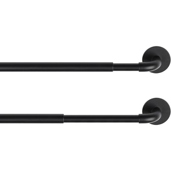 MKEUDQ-2 Pack Adjustable Sticky Self-Adhesive 3/8 Inch Sash Curtain Rod, 11 to 17 Inch Cafe Sidelight Curtain Rods for Door Panels, Black