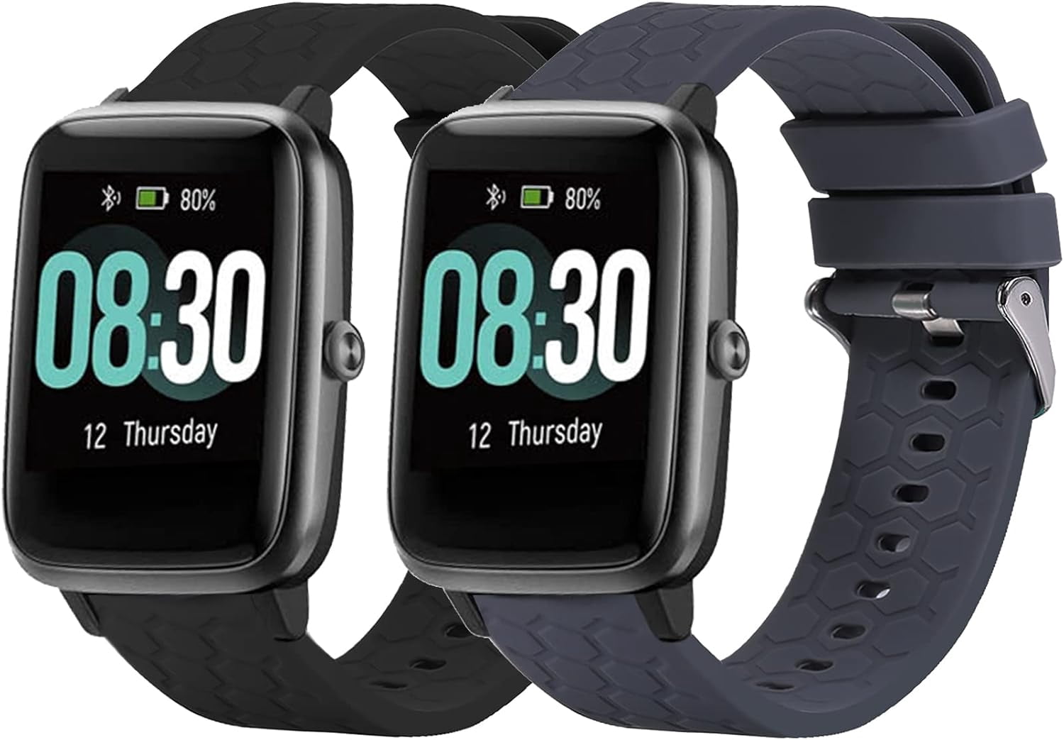 MKEUDQ-2 Pack Band Compatible with GRV FC1/FC5 Bands 19mm Smartwatch Veryfitpro for ID205L ID205S Bands Replacement Sport Wristband Accessory for GRV ID205L ID205S