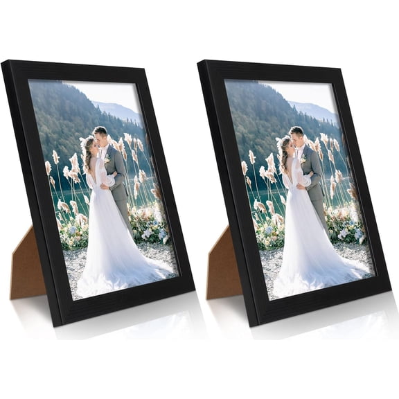 MKEUDQ-2 Pack Black Frame for Wall & Tabletop Display, 6x8 Photo Frame with Clear View