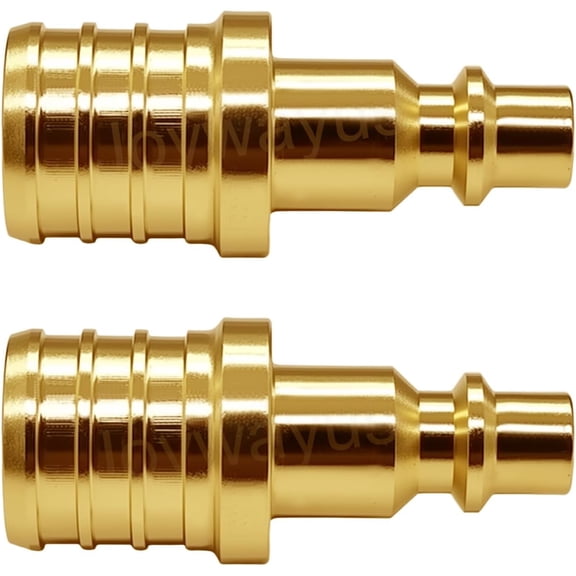 MKEUDQ-2 Pack Brass 3/4" PEX to Air Plug Connector M Style Industrial Fitting Air Compressor Quick Connect Adapter