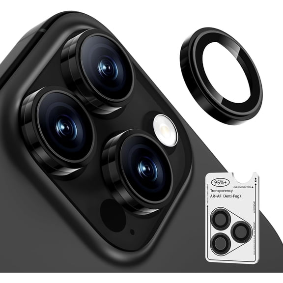 MKEUDQ-2 Pack Camera Lens Protector for iPhone 17 Pro Max/17 Pro/16 Pro Max/16 Pro/15 Pro Max/15 Pro/14 Pro Max/14 Pro [1:1 Invisible Fit] Military Grade Glass & Metal Camera Cover, Black