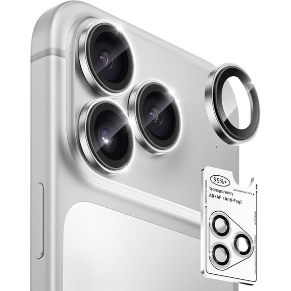 MKEUDQ-2 Pack Camera Lens Protector for iPhone 17 Pro Max/17 Pro/16 Pro Max/16 Pro/15 Pro Max/15 Pro/14 Pro Max/14 Pro [1:1 Invisible Fit] Military Grade Glass & Metal Camera Cover, Sliver