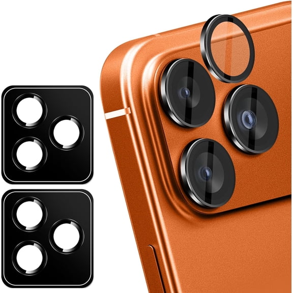 MKEUDQ-2 Pack Camera Lens Protector for iPhone 17 Pro Max/17 Pro/16 Pro Max/16 Pro/15 Pro | Ultra-tough Lens Cover | HD Tempered Glass | Black | Compatible with iPhone 15 Pro Max