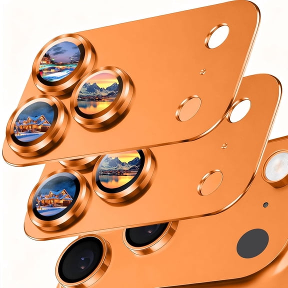MKEUDQ-2 Pack Camera Lens Protector for iPhone 17 Pro Max Accessories, Metal Aluminum Alloy Tempered Glass Camera Protector, [Military Grade Shatterproof] [Case Friendly] -Orange