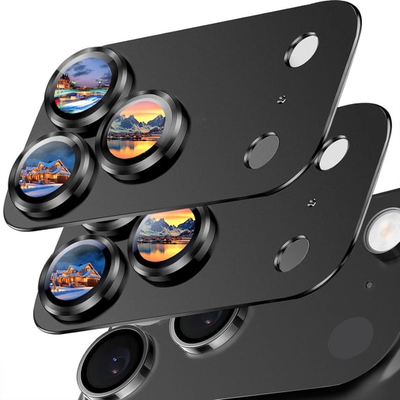 MKEUDQ-2 Pack Camera Lens Protector for iPhone 17 Pro Max Accessories, Metal Aluminum Alloy Tempered Glass Camera Protector, [Military Grade Shatterproof] [Case Friendly]-Black