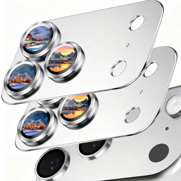 MKEUDQ-2 Pack Camera Lens Protector for iPhone 17 Pro Max Accessories, Metal Aluminum Alloy Tempered Glass Camera Protector, [Military Grade Shatterproof] [Case Friendly] -Silver