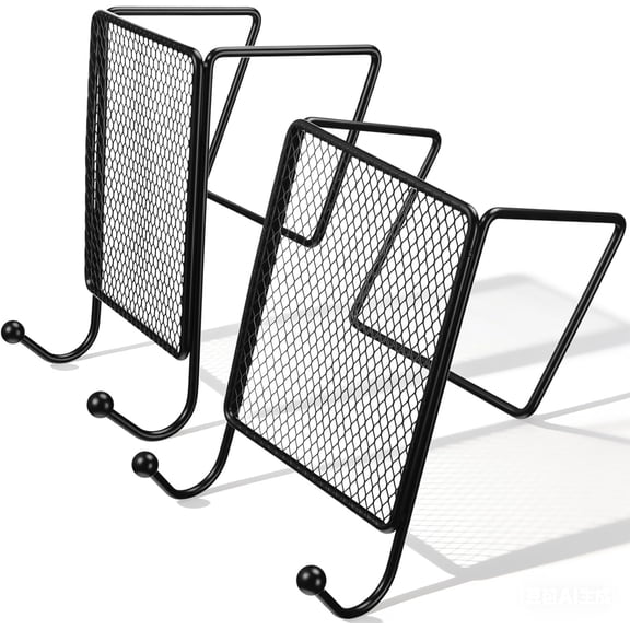 MKEUDQ-2 Pack Cubicle Coat Hooks Mesh Double Coat Wire Hanger Partition Space Additions Black Metal Hooks for Cubicle Wall Panel Partition