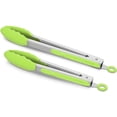 thumbnail image 1 of MKEUDQ-2 Pack Silicone Kitchen Tongs \u2013 9" & 12" Set, Heat Resistant up to 500°F, Non\u2011Stick Cookware Safe, Wavy Silicone Tips, BPA Free, Locking Clip & Hanging Loop, Light Green, 1 of 2