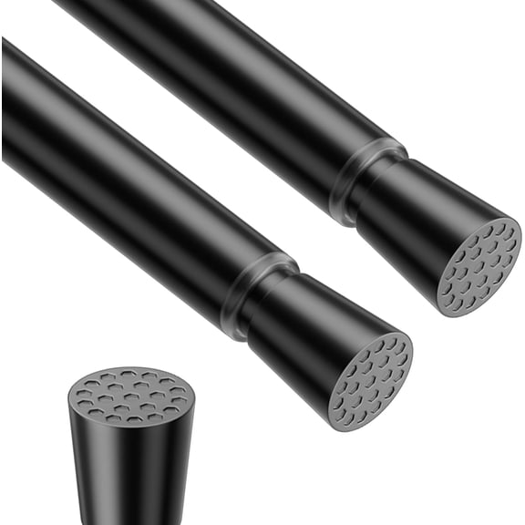 MKEUDQ-2 Pack Small Spring Tension Curtain Rods 12 to 18 Inch Black Thin Spring Tension Rods Adjustable Expandable Spring Curtain Rods No Drill Short Tension Rod for Closet Slim Window Cupboard Doorw