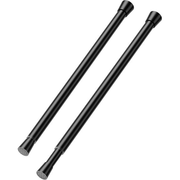 MKEUDQ-2 Pack Tension Curtain Rod 8 to 12 Inch, DIY Mini Spring Curtain Rods No Drill for Slim Window Cupboard Closet Sidelights, Black